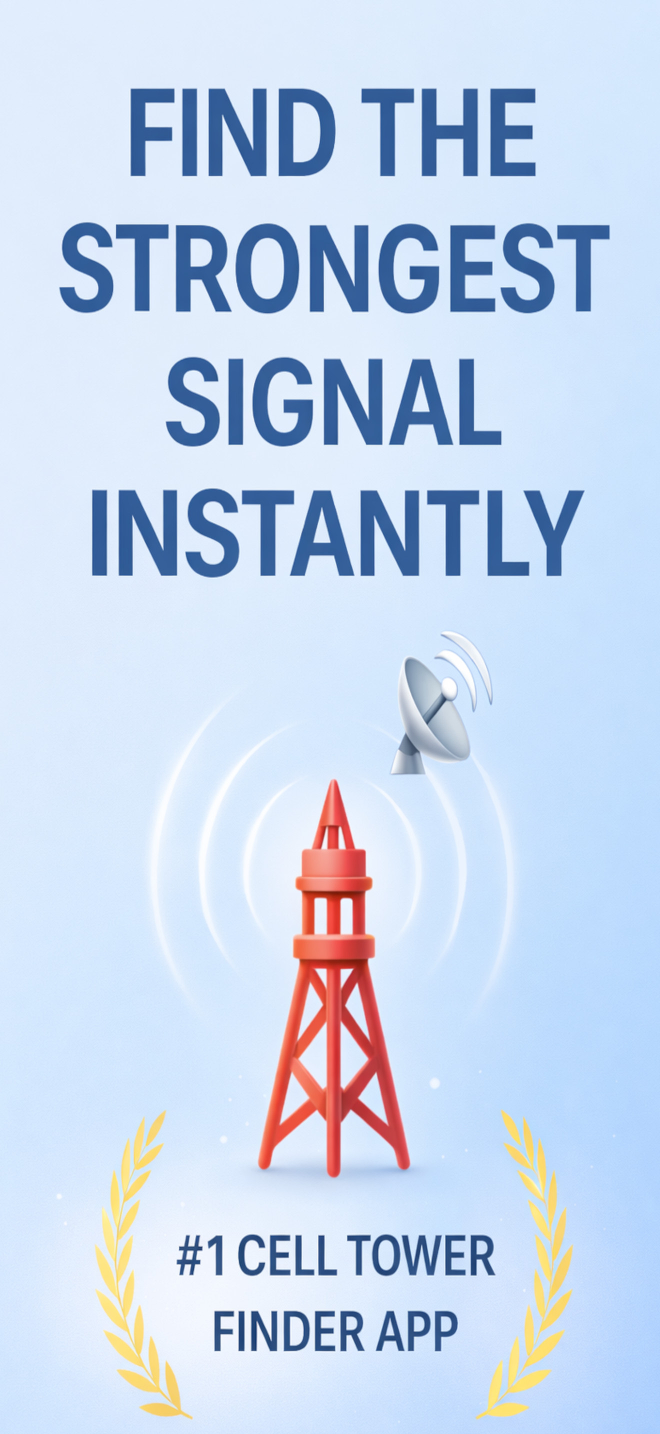 Signal Finder app showing interactive map with 5G and 4G cell tower locations and signal strength indicators